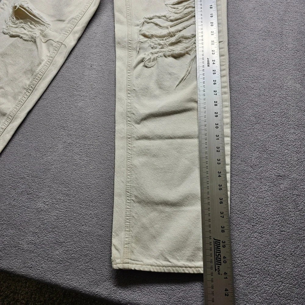 BDG Urban Outfitters High-Rise Baggy Jeans 26 Cream Distressed Wide Leg Denim